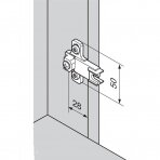 Cruciform mounting plate – Blind corner hinge inset application