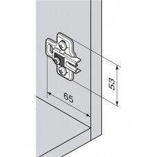 MODUL lanksto plokštelė integruotam šaldytuvo lankstui (91K9550), reguliuojama atpalaiduojant tvirtinimo kaiščius