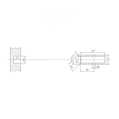 Recessed horizontal fitting with integrated bush ROTO 1