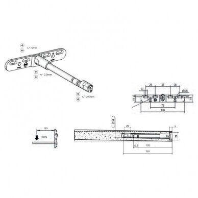 Concealed shelf support with 3D adjustment 1