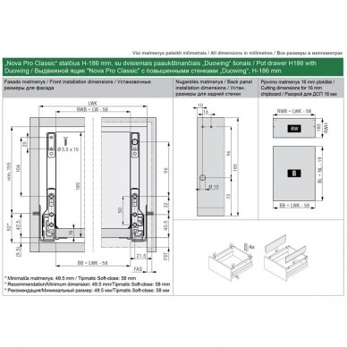 "Nova Pro Classic" drawer H-186 mm with Duowing 1