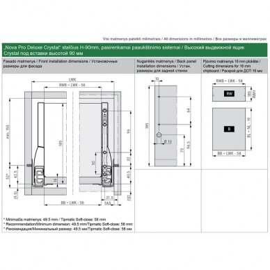 "Nova Pro Deluxe Crystal" drawer H - 90 mm with height extension panel 1