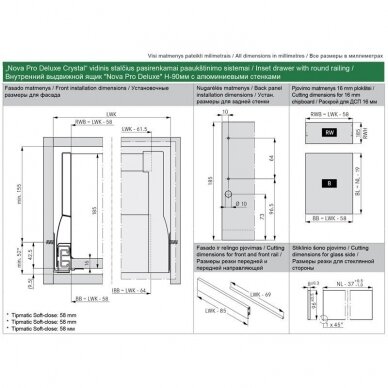 "Nova Pro Deluxe Crystal" inset drawer for height extension panels 2