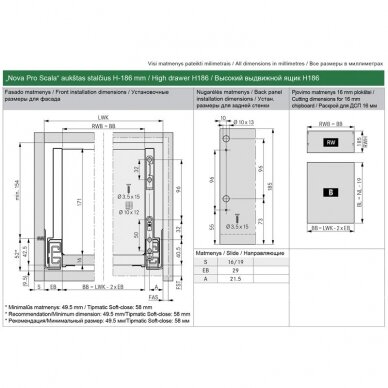 "Nova Pro Scala" high drawer H-186 mm 1