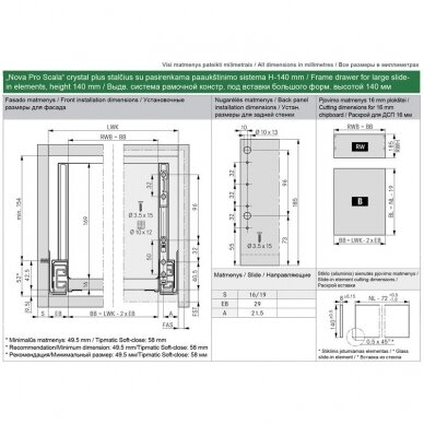 „Nova Pro Scala“ CRYSTAL PLUS drawer for slide-in elements H-140 mm 1