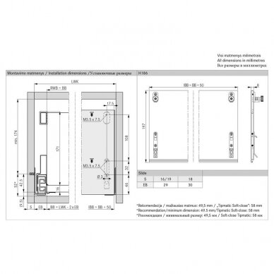 Panel wewnętrzny „Nova Pro Scala” do szuflady H186 2