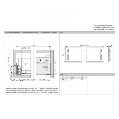 „Nova Pro Scala" vidinio stalčiaus fasadas H90 2