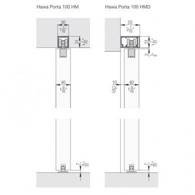 Top-running wooden doors system Hawa PORTA 100 HM / HMD 2