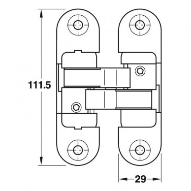 Peidetud hinge, min. 40 mm paksustele ustele 1