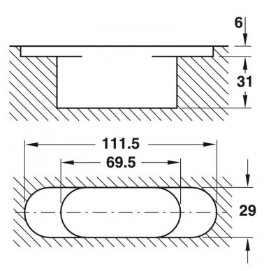 Paslepiamas vyris, min. 40 mm storio durims 2