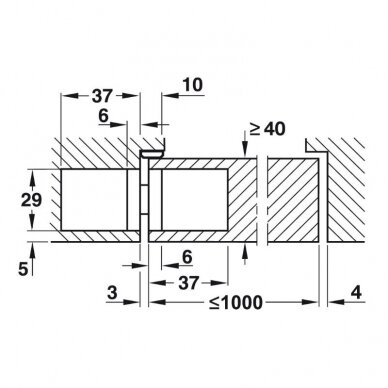 Concealed mortice hinge for min. 40 mm door thickness 3