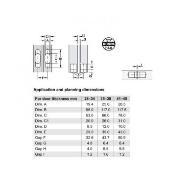 Hinge, for wood thicknesses from 28-34 mm, for concealed mounting 1