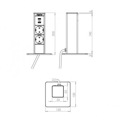 Free standing power device Pillar Small R with USB charger 1