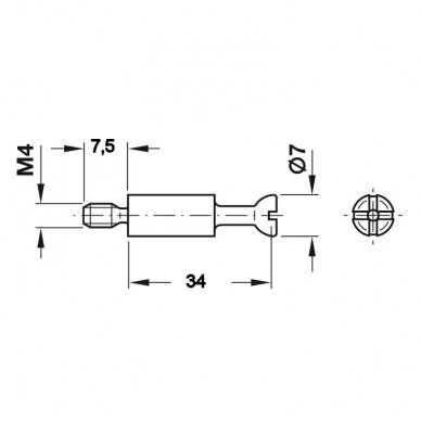 Connecting bolt, with thread M4 1