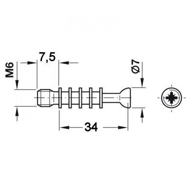 Connecting bolt, with thread M6 1