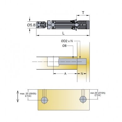 Шток эксцентрика TITUS Cam5000, Quickfit TL2 1