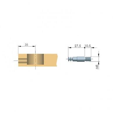 Pirksts M8x38 mm savilcei "Spiral Lock" 1