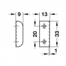 Plokštelė spynelei, 33x12 mm, plienas