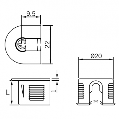 Rafixi pistikupesa, Ø - 20 mm, plastik 4