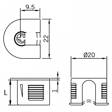 Rafixi pistikupesa, Ø - 20 mm, plastik 3