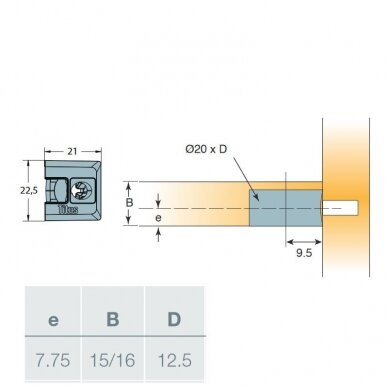 Plastic TITUS connector housing for 16 mm plate, Ø - 20 mm without ridge 3