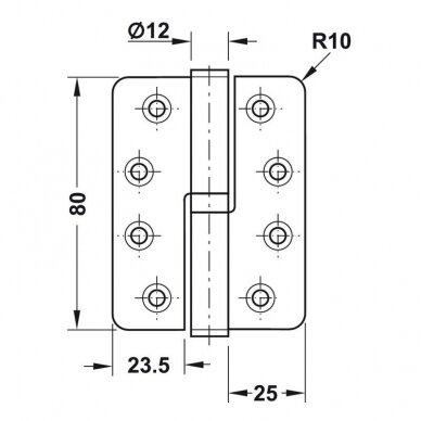 Butt hinge for flush doors 12 mm 1