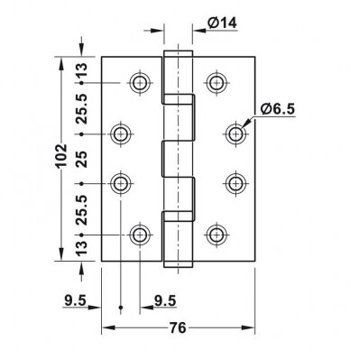 Butt hinge 14 mm for flush doors 1