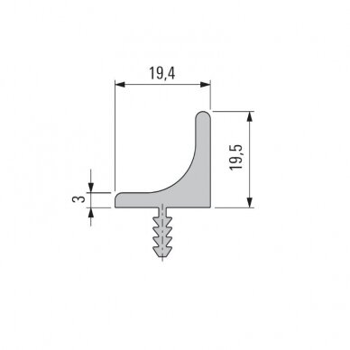 Handle profile for upper cabinets