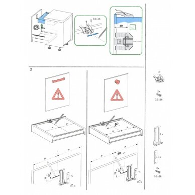 Inset drawers handle with fixation 1