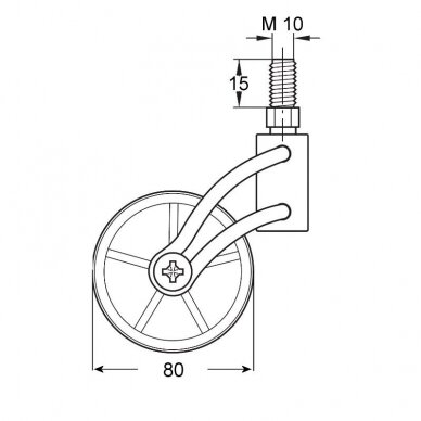 Furniture castor "Cristal" with rubber ring 1