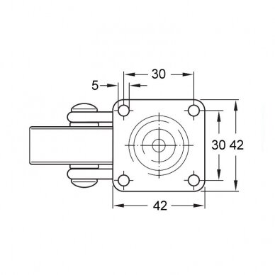 Furniture castor "Cristal" with rubber ring 2