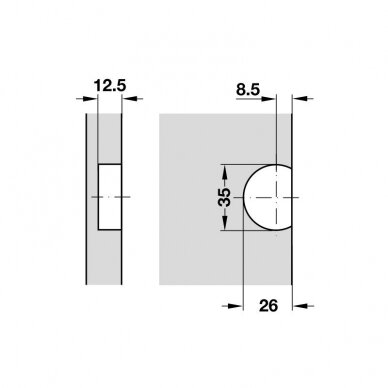 Vira nolaižamām un paceļamām fasādēm 90°, regulējama 2