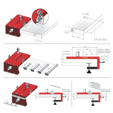 Drilling jig REKORD 12 for panel thickness 12 1