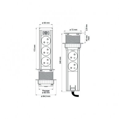 Retractable built-in socket MiniBrick 2