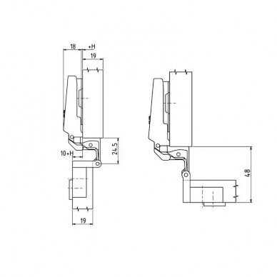 Single joint hinge GRASS NEXIS Slide on 2