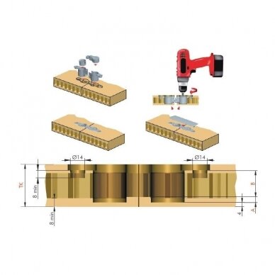 Worktop connector "Quick " for honeycomb panel 2