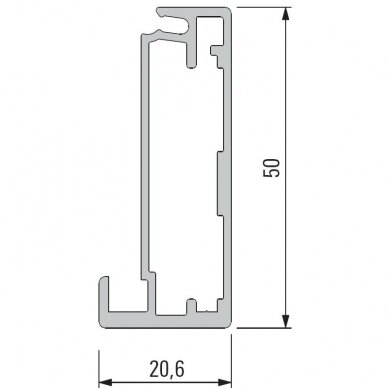 Ramka aluminiowa 20,6x50 mm z uszczelką przeciwpyłową 1