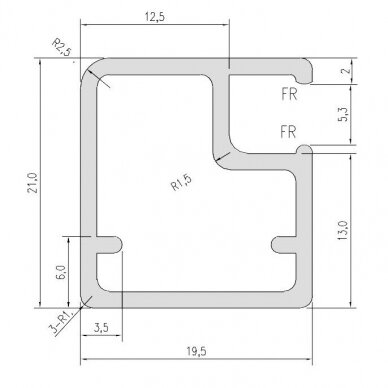 Ramka aluminiowa, 20,6x19 mm 1