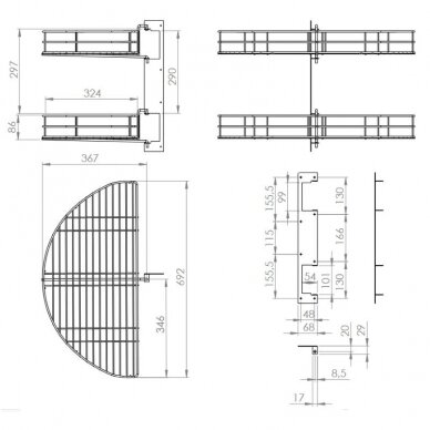 Karuzela narożna (½) do szafki 900 mm 3