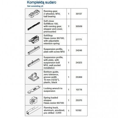 Комплект системы Hawa JUNIOR 100 B POCKET с рельсом, крепление к потолку 2