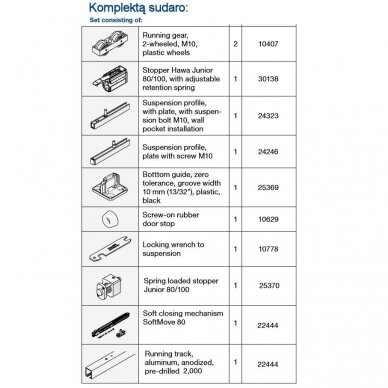 Sliding door system Hawa JUNIOR 80 B Pocket set with surface mounted ceiling track 2