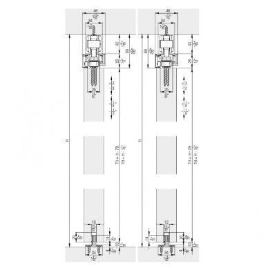 Sliding door system Hawa JUNIOR 80 Z Symmetric set with surface mounted ceiling track 2