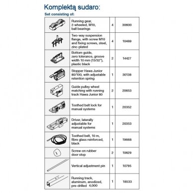 Sistemos Hawa JUNIOR 80 Z Symmetric komplektas su prie lubų tvirtinamu bėgeliu 3