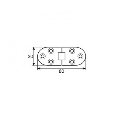 Butt hinge with stop, 80x30x2 mm, made from brass 1