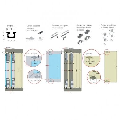 System for front or inside sliding doors PS03 3