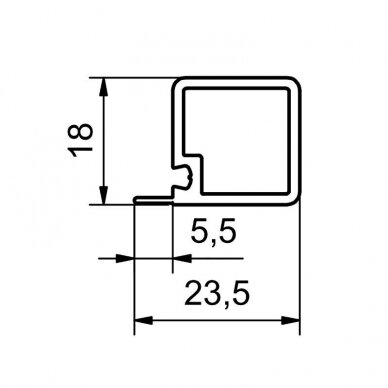 SMARTCUBE horizontal profile 18x18 mm with support, black