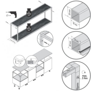 SMARTCUBE plauktu sistēma no melniem alumīnija profiliem 6