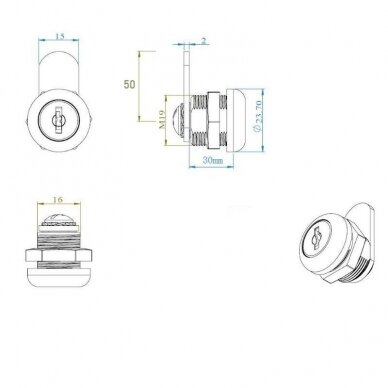 Cam lock for cabinet doors of wood and metal, keyed alike 1