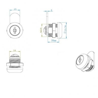 Cam lock for cabinet doors of wood and metal, keyed alike 2