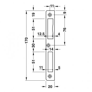 Spynos plokštelė durims 20x08 mm 1